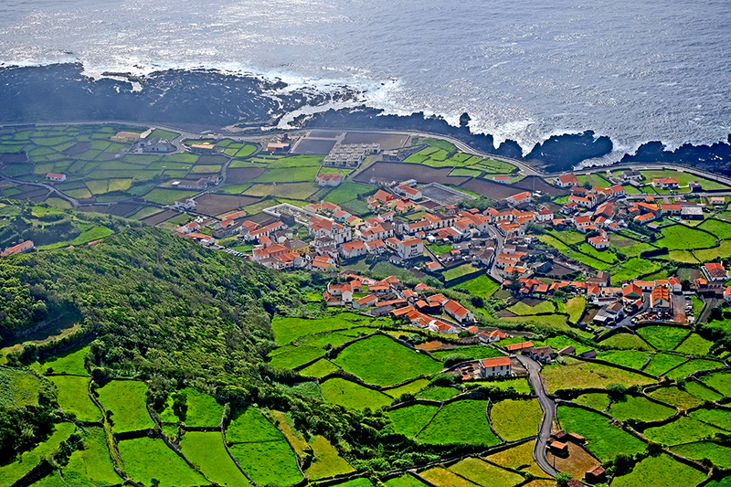Aerial view of a village in Azores, Portugal
