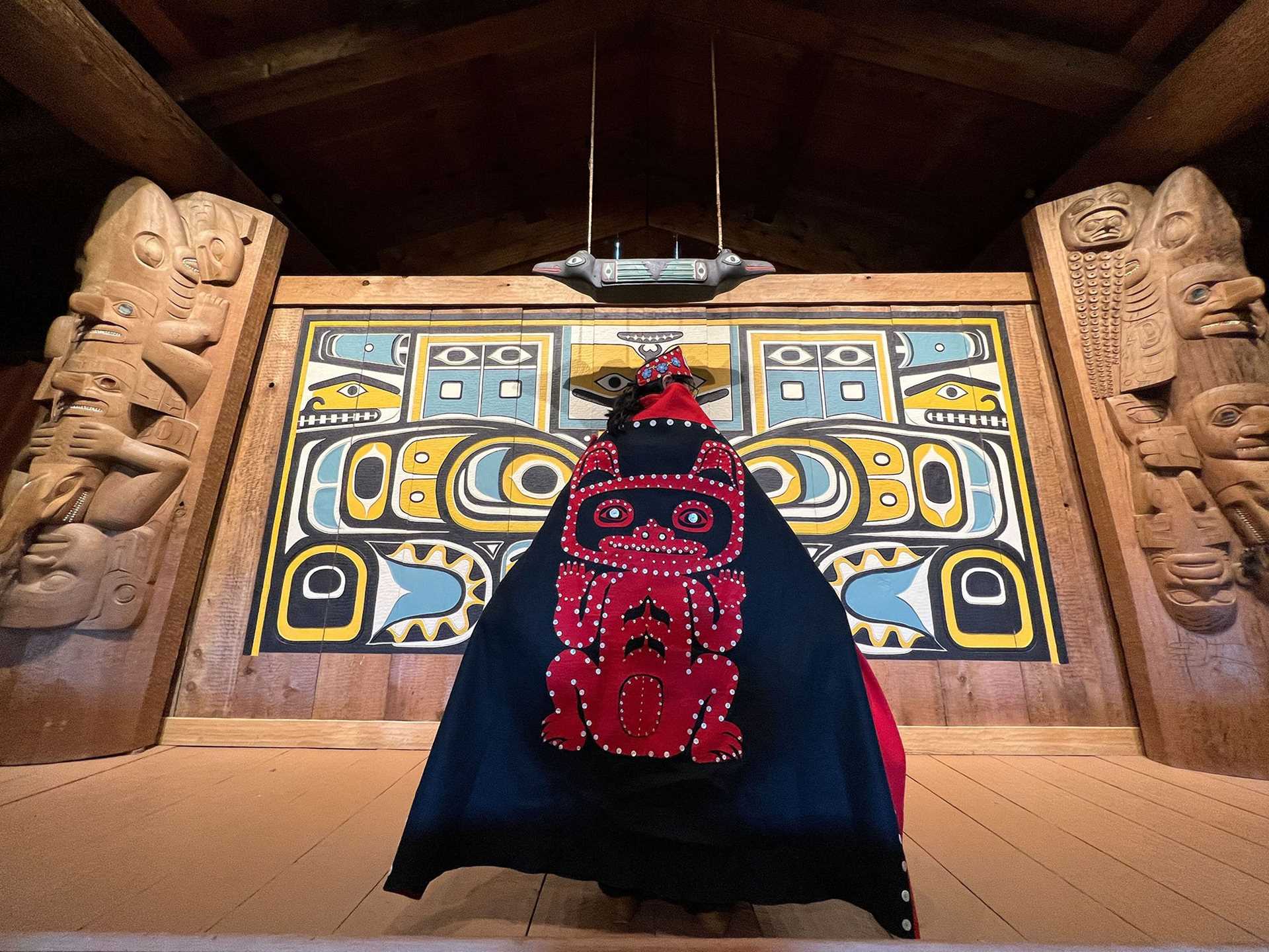 inside Tlingit longhouse
