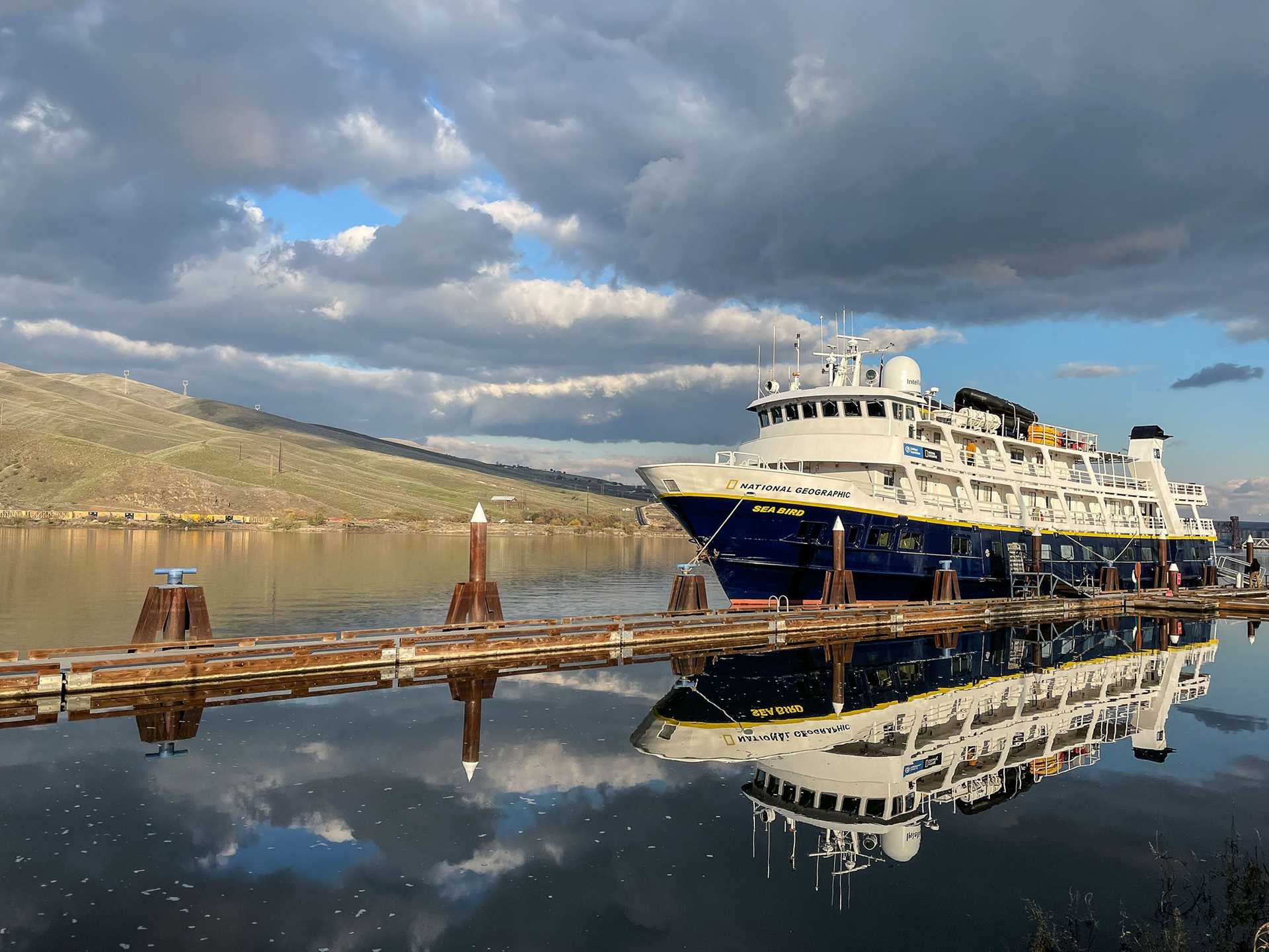 National Geographic Sea Bird ship docked on the Columbia River