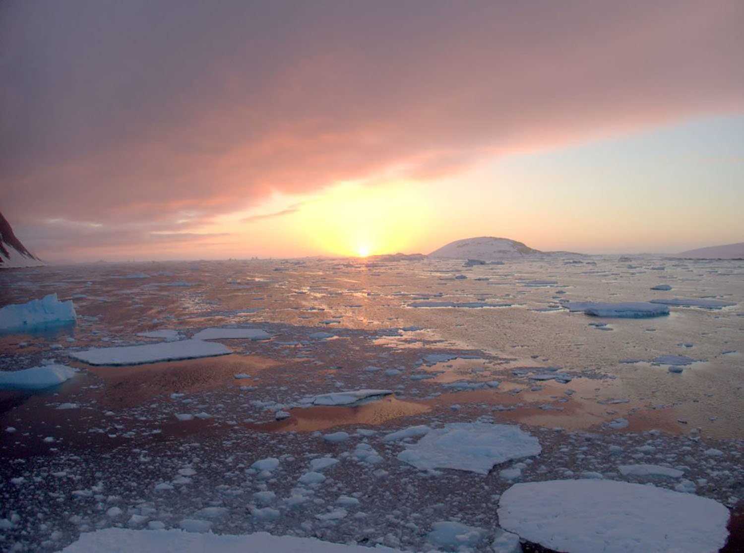 sunset over ice