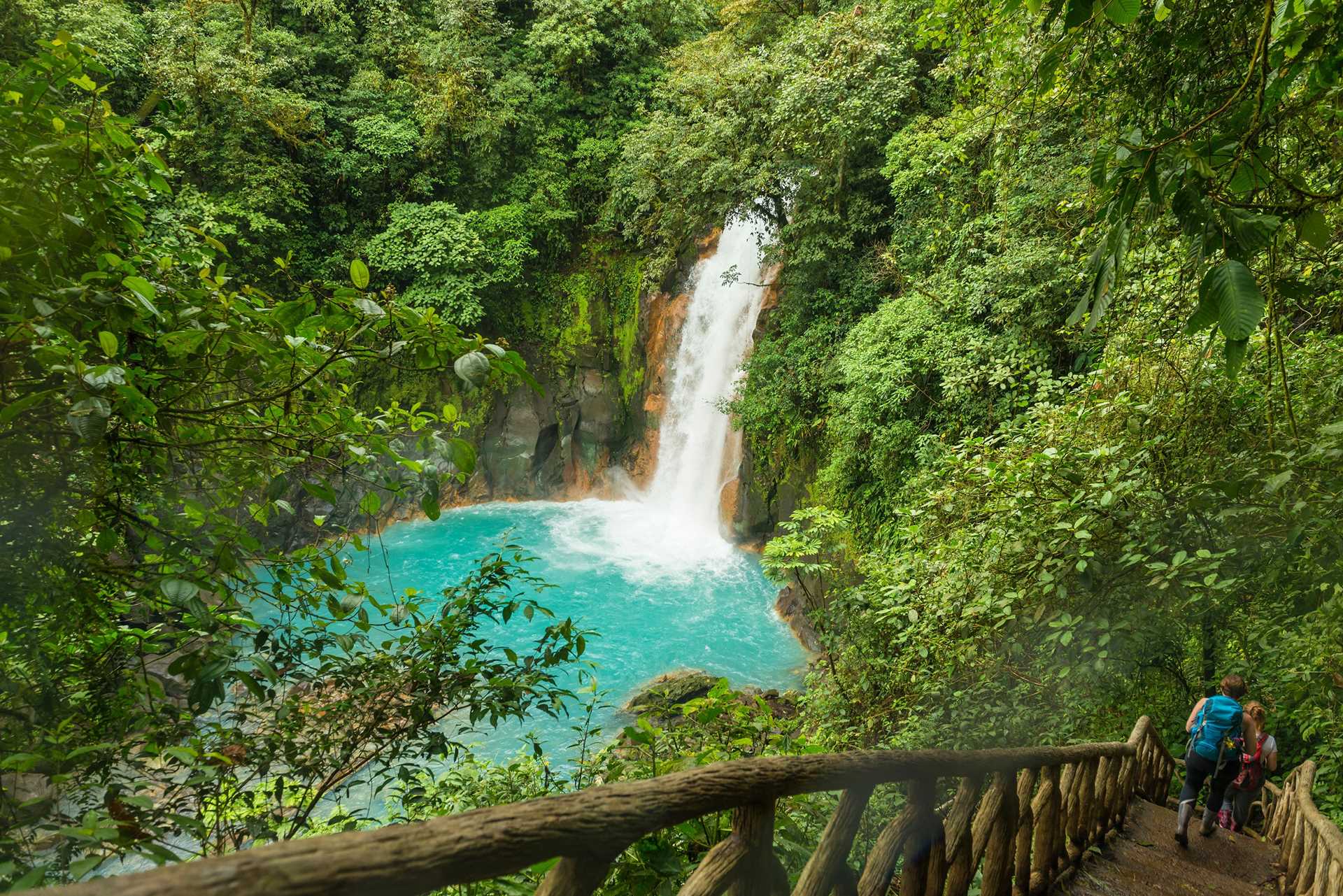 Waterfall on the Celeste River in Tenorio Volcano National Park.