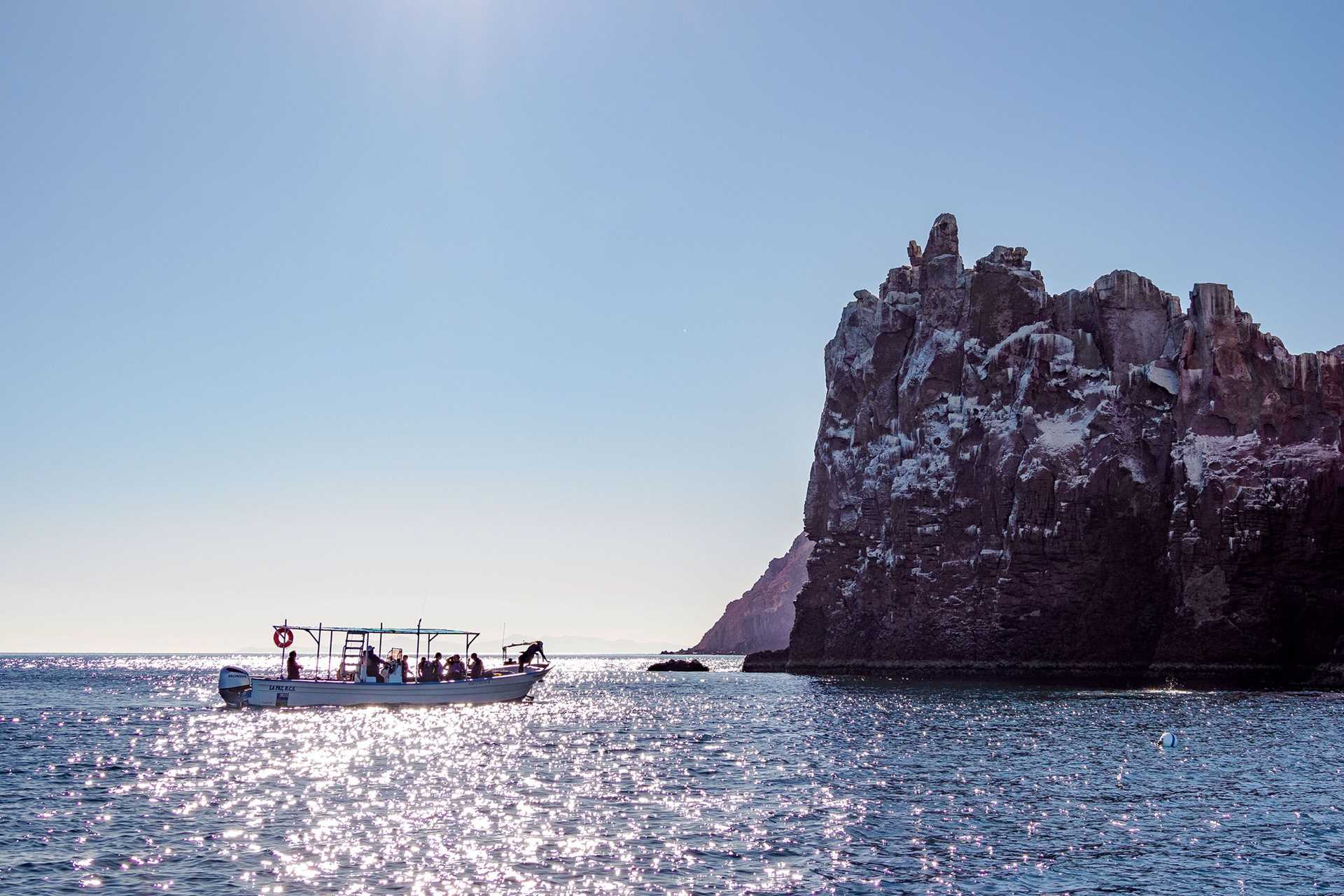 a panga and a large rock 