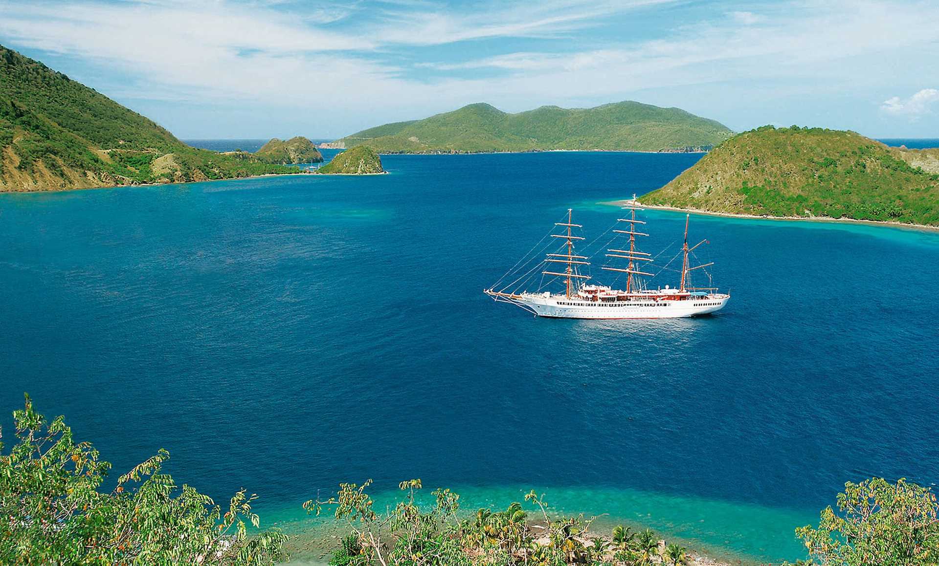 Sea Cloud II in the Caribbean.